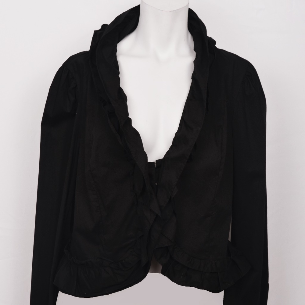 International Concepts Black Ruffled Blouse (XL)